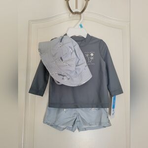 NEW Carter's Gray Baby Swim Outfit 6 Month Old UPF 50+